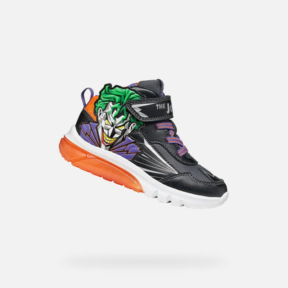GEOX CIBERDRON BOY Joker šviečiantys vaikiški kedai – juodi/oranžiniai