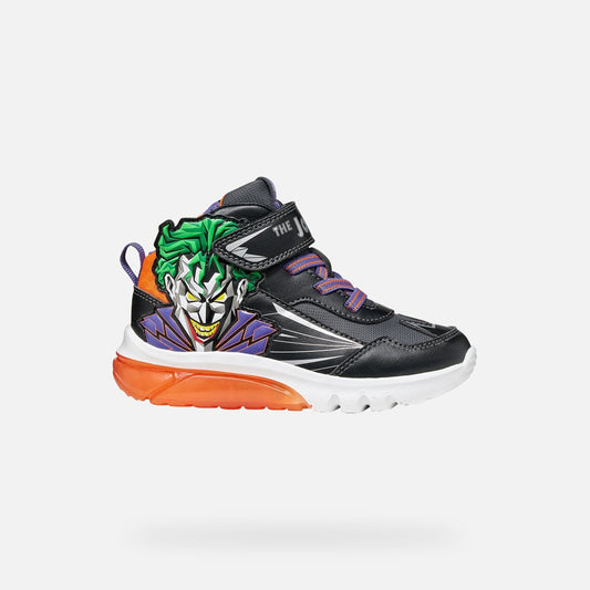 GEOX CIBERDRON BOY Joker šviečiantys vaikiški kedai – juodi/oranžiniai